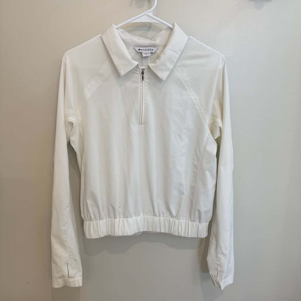 Athleta White 1/4 Zip lightweight Pullover Jacket Women's Size Small